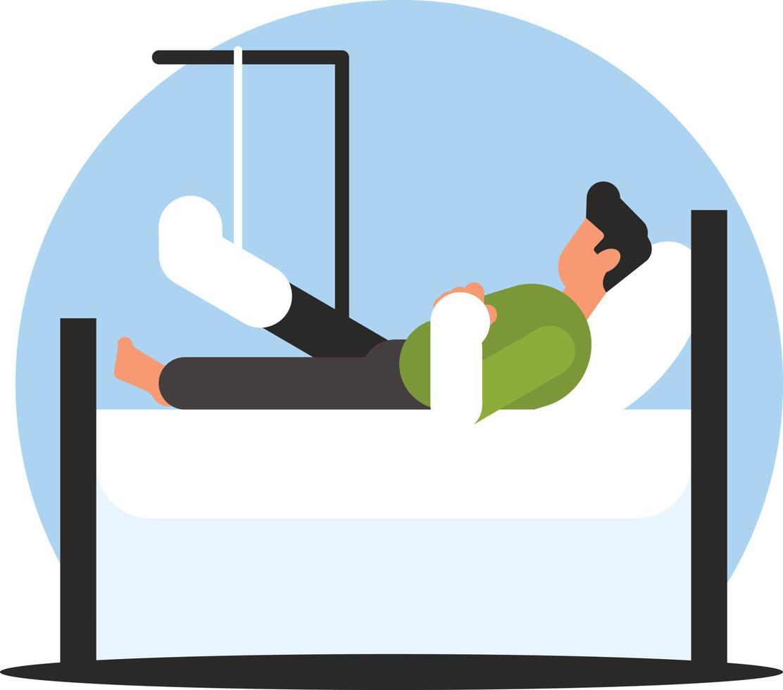 Vector Image Of A Man With A Broken Leg In A Hospital