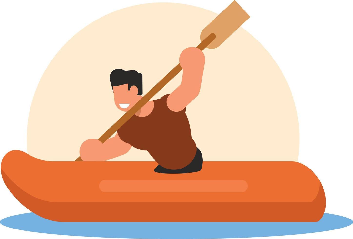 Vector Image Of A Man Rowing On The River