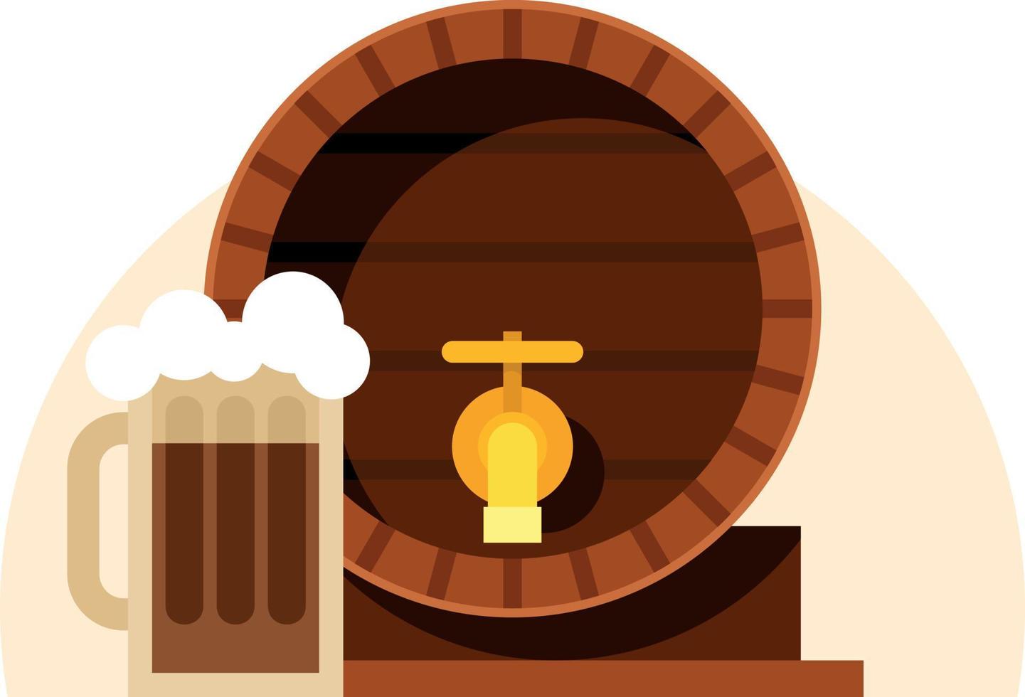 vector imagen de un vaso de cerveza y un de madera barril