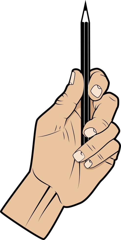 A Hand And A Pencil, Vector Clip Art