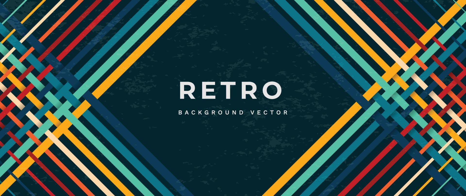 resumen vistoso 70s antecedentes vector. Clásico retro estilo fondo de pantalla con arco iris rayas, líneas, grunge 1970 color ilustrado diseño adecuado para póster, bandera, decorativo, pared Arte. vector