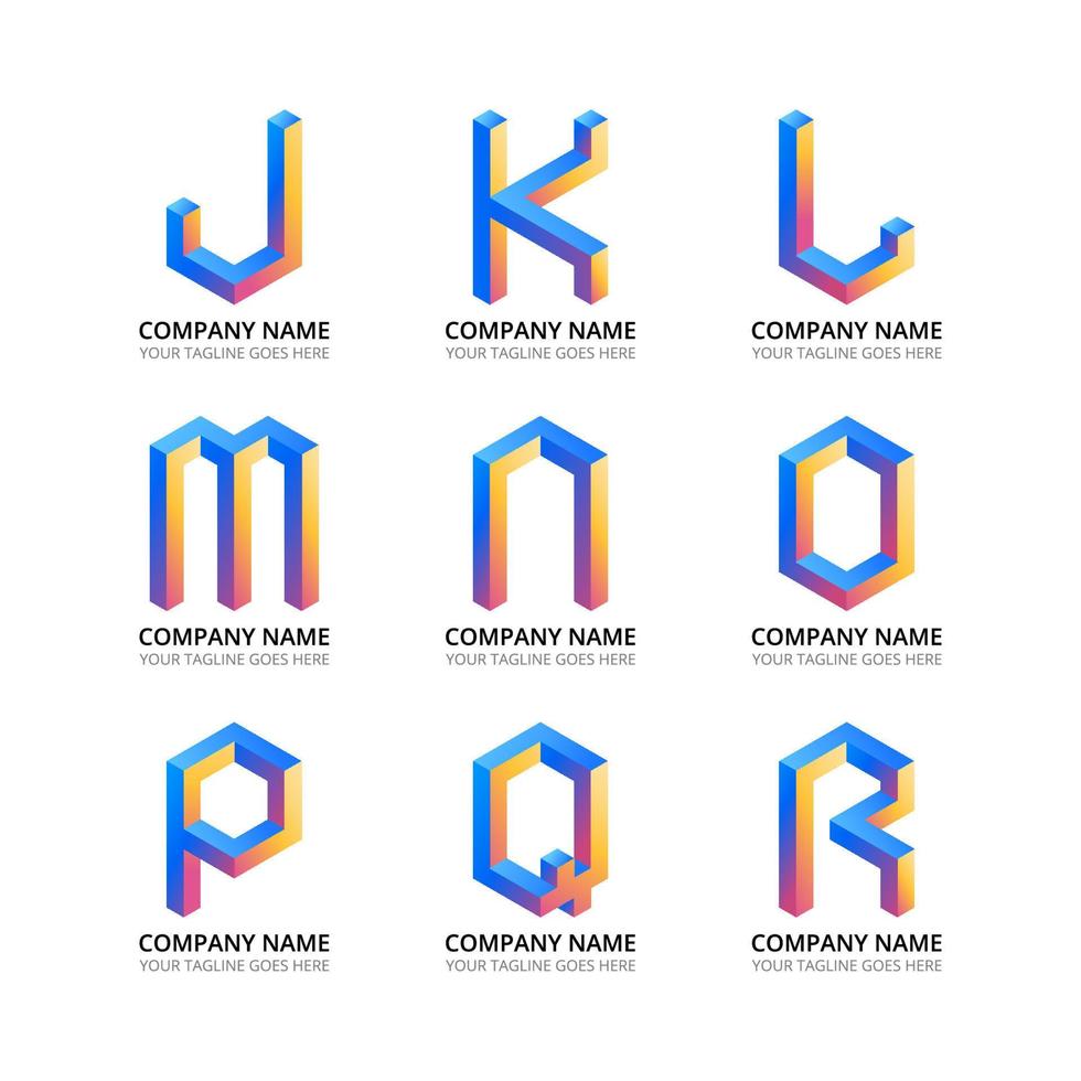 Colourful 3D Alphabet Logo J-R Collection vector