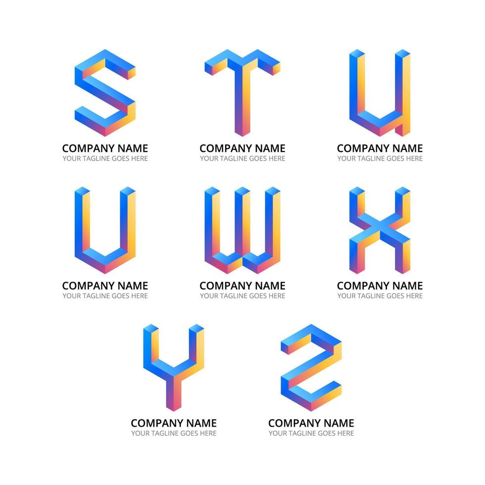 Colourful 3D Alphabet Logo S-Z Collection vector