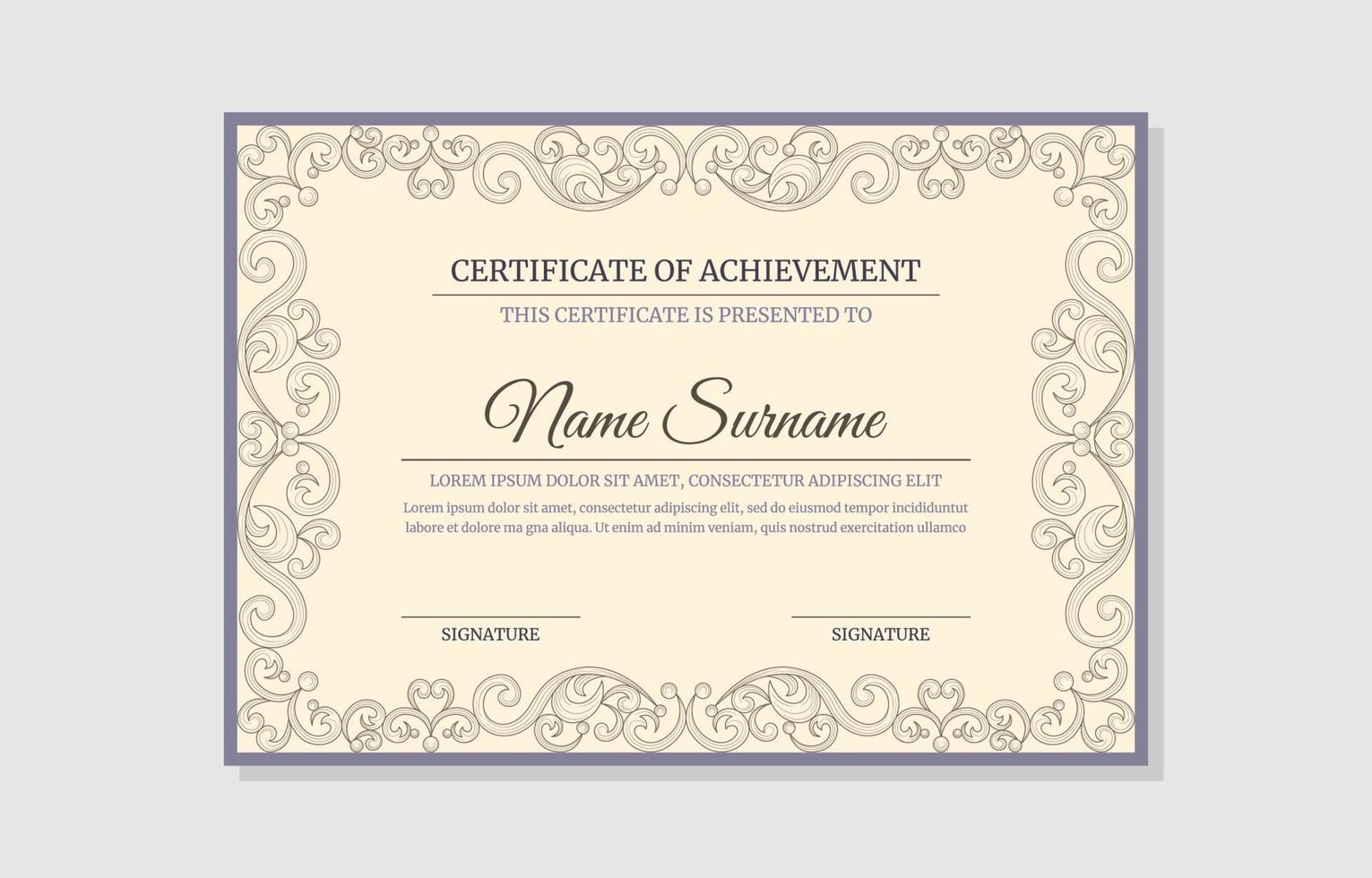 Hand Drawn Victorian Classic Style Certificate Template vector