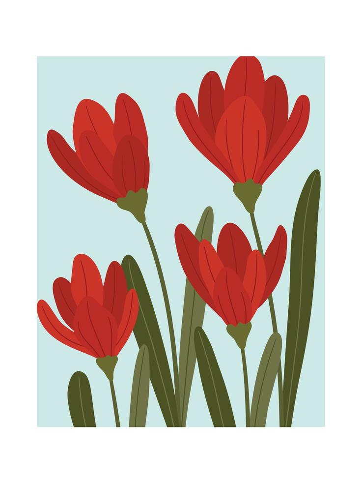 primavera resumen flor antecedentes vector. contemporáneo Arte diseño con floral, hojas, planta en mano dibujado estilo. botánico ilustrado Perfecto para pared arte, póster, fondo de pantalla, cubrir, bandera. vector