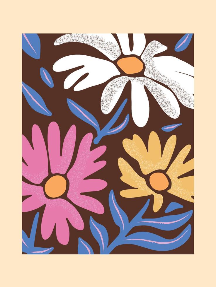 primavera resumen flor antecedentes vector. contemporáneo Arte diseño con floral, hojas, planta en grunge textura. botánico naturaleza ilustrado Perfecto para pared arte, póster, fondo de pantalla, cubrir, bandera. vector