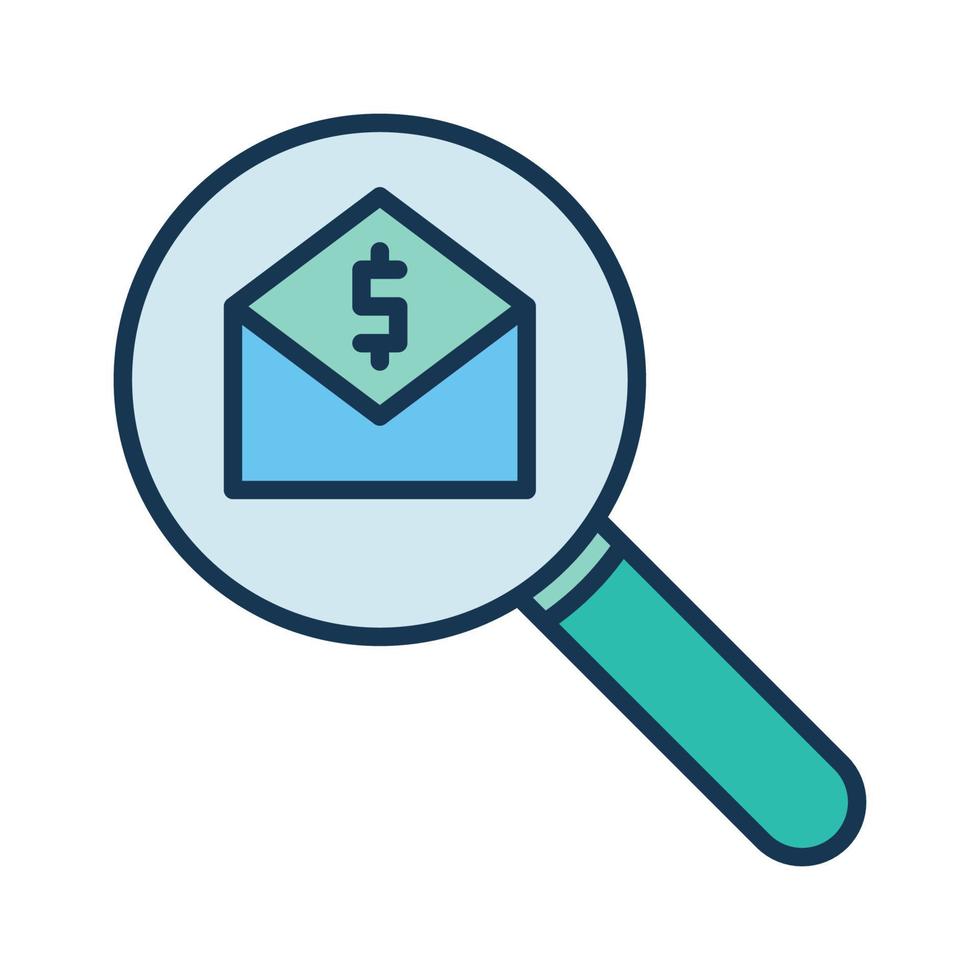 Envelope with Dollar inside Magnifier vector concept colored icon