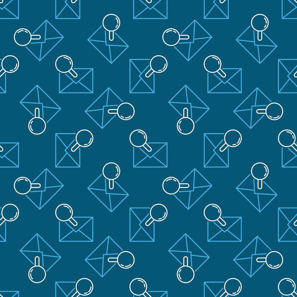 Envelope and Magnifying Glass vector outline seamless pattern