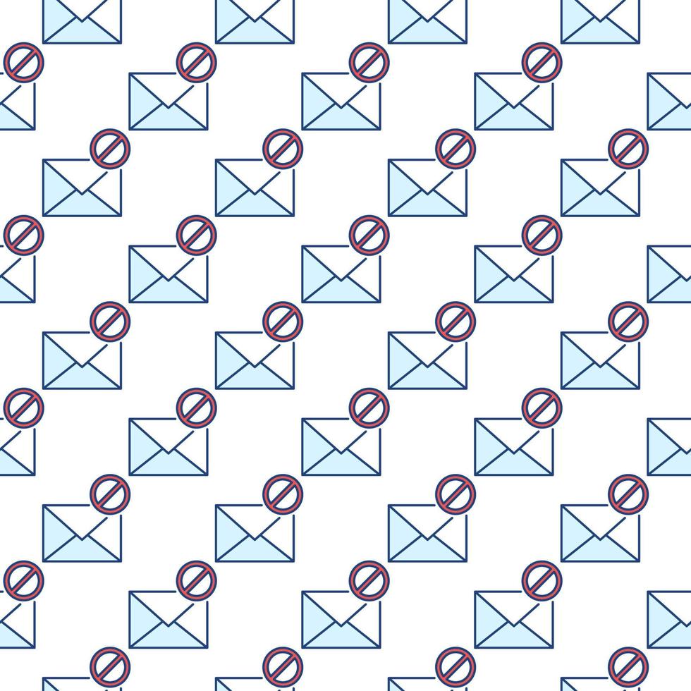 Ban sign on Envelope vector colored seamless pattern