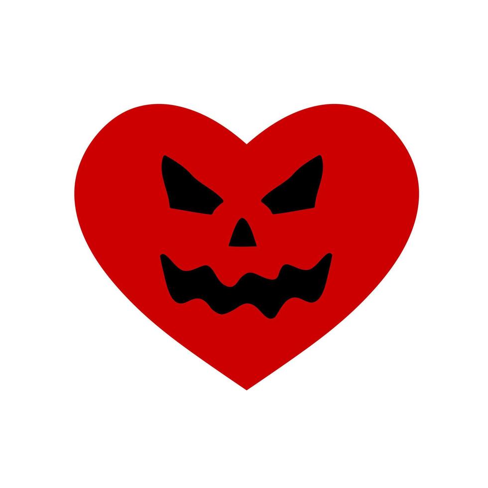 Heart with skull face Halloween theme, design element vector