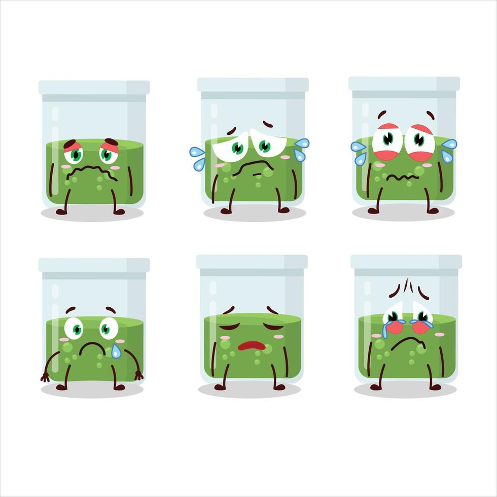 Green potion cartoon character with sad expression vector