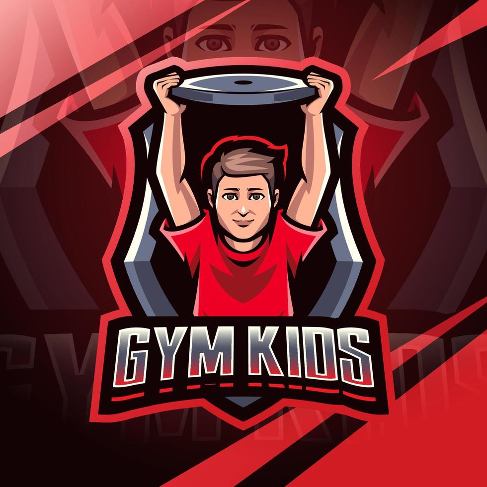 Gym kids mascot logo design vector