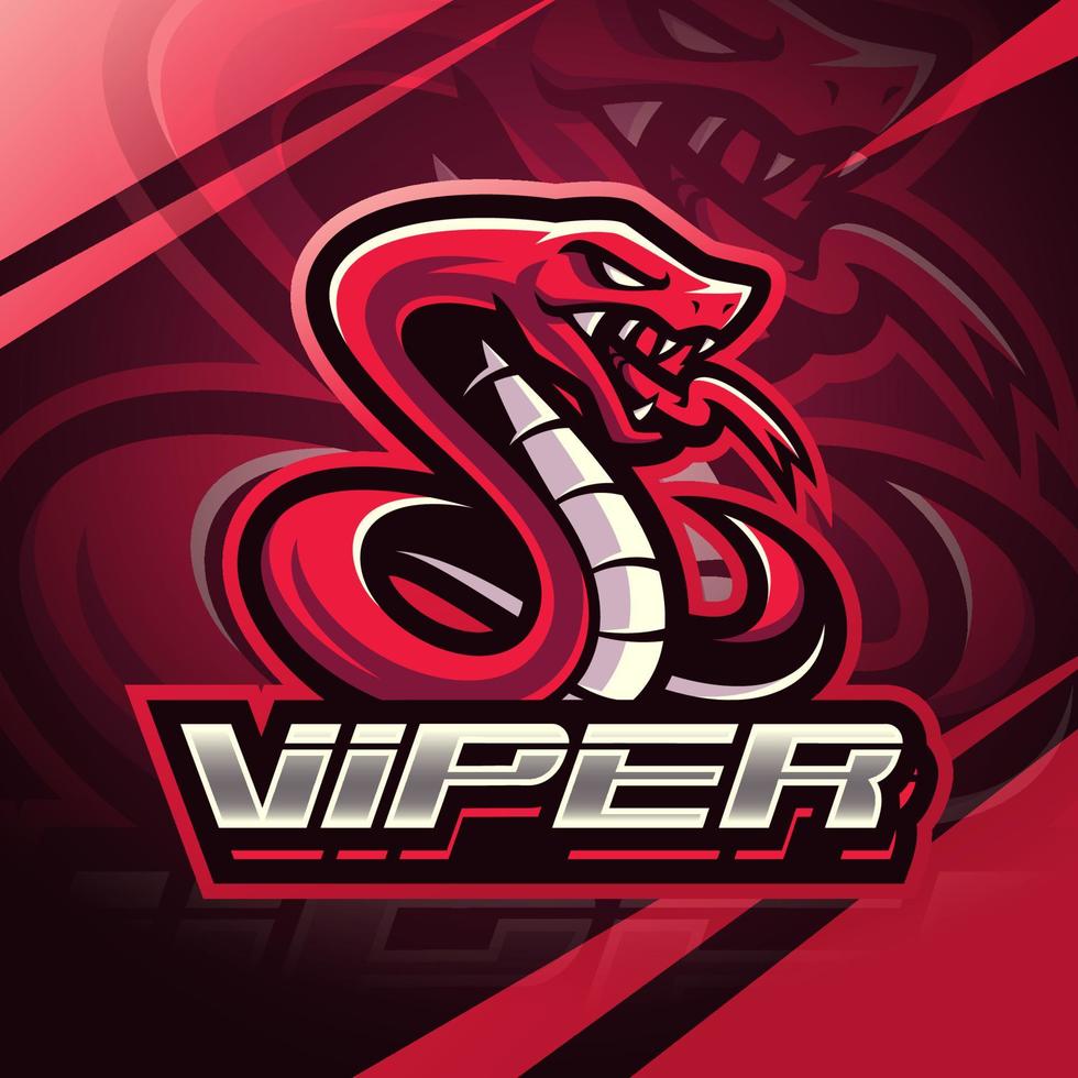 diseño del logotipo de la mascota de la serpiente víbora roja vector