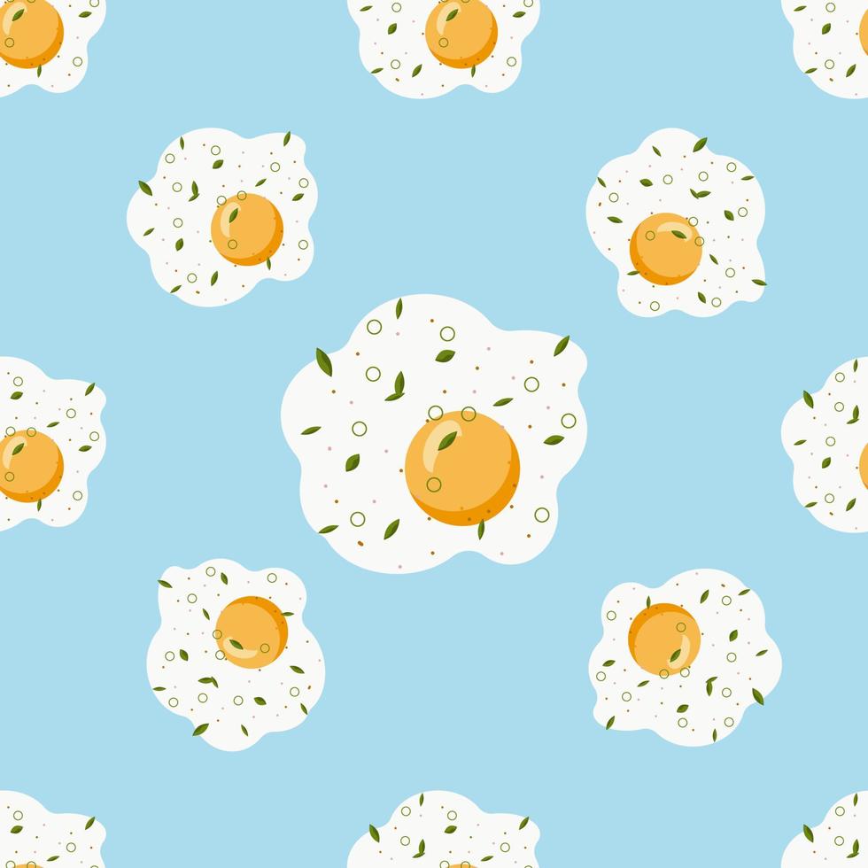 Yummy fried egg seamless pattern. Background for your design, fabric textile, wallpaper or wrapping paper vector