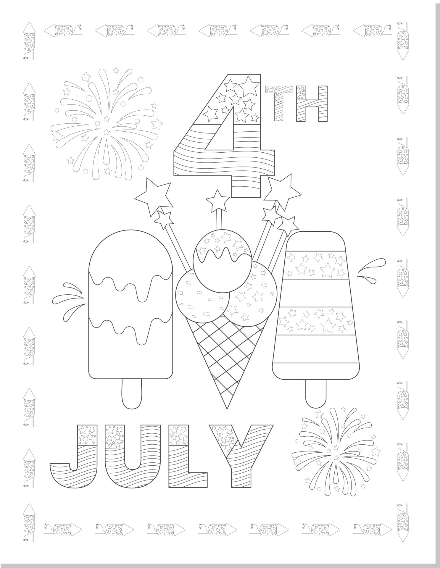4th of July Coloring Pages 22273570 Vector Art at Vecteezy