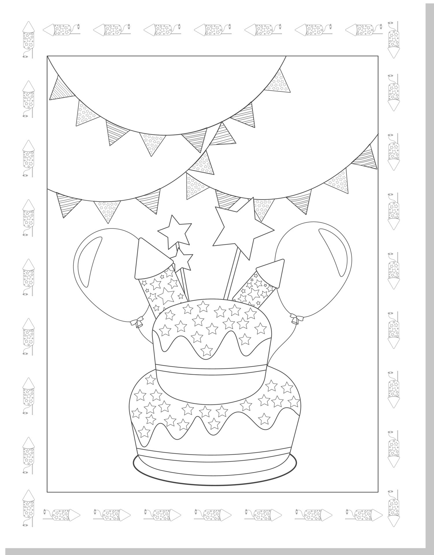 4th of July Coloring Pages 22273578 Vector Art at Vecteezy