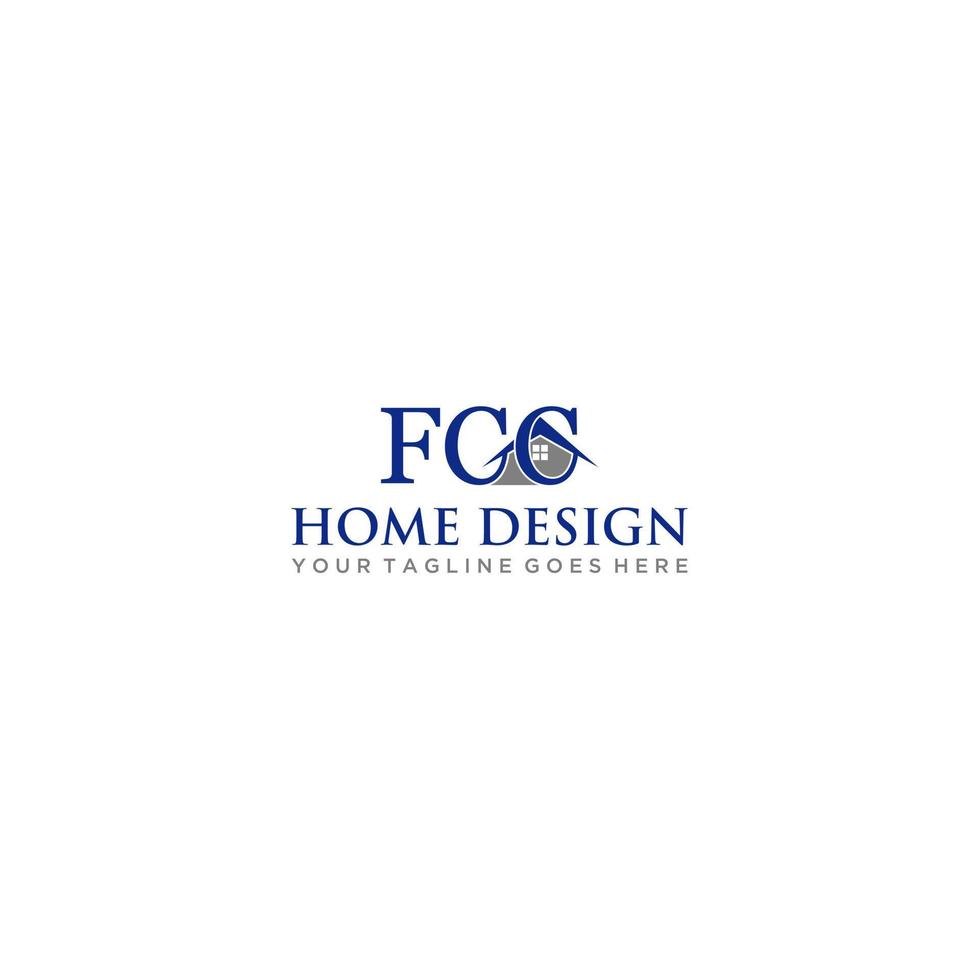 FCC letter with home logo design vector