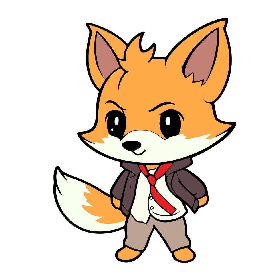 Dressed Up Cartoon Fox vector