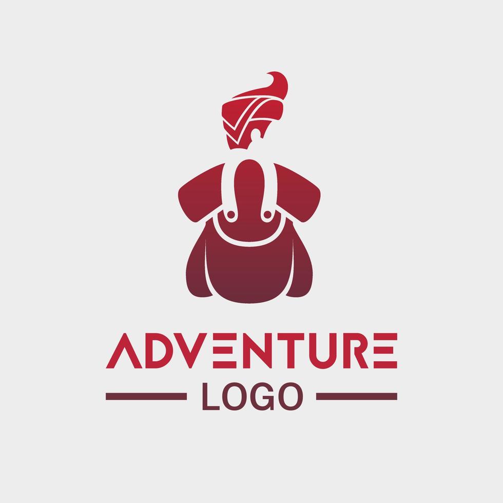 Backpacker Logo with Backpack View and Person's Head from Behind vector