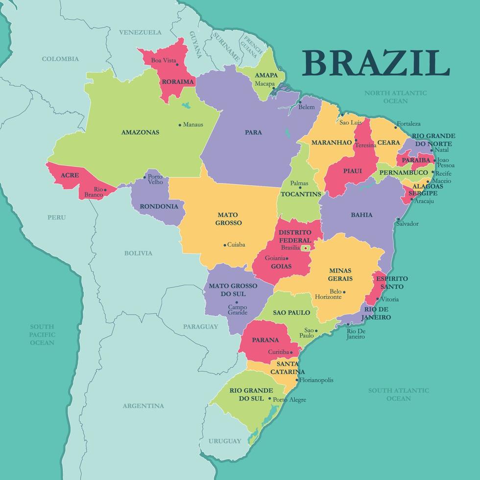 Brazil States and Capitals vector