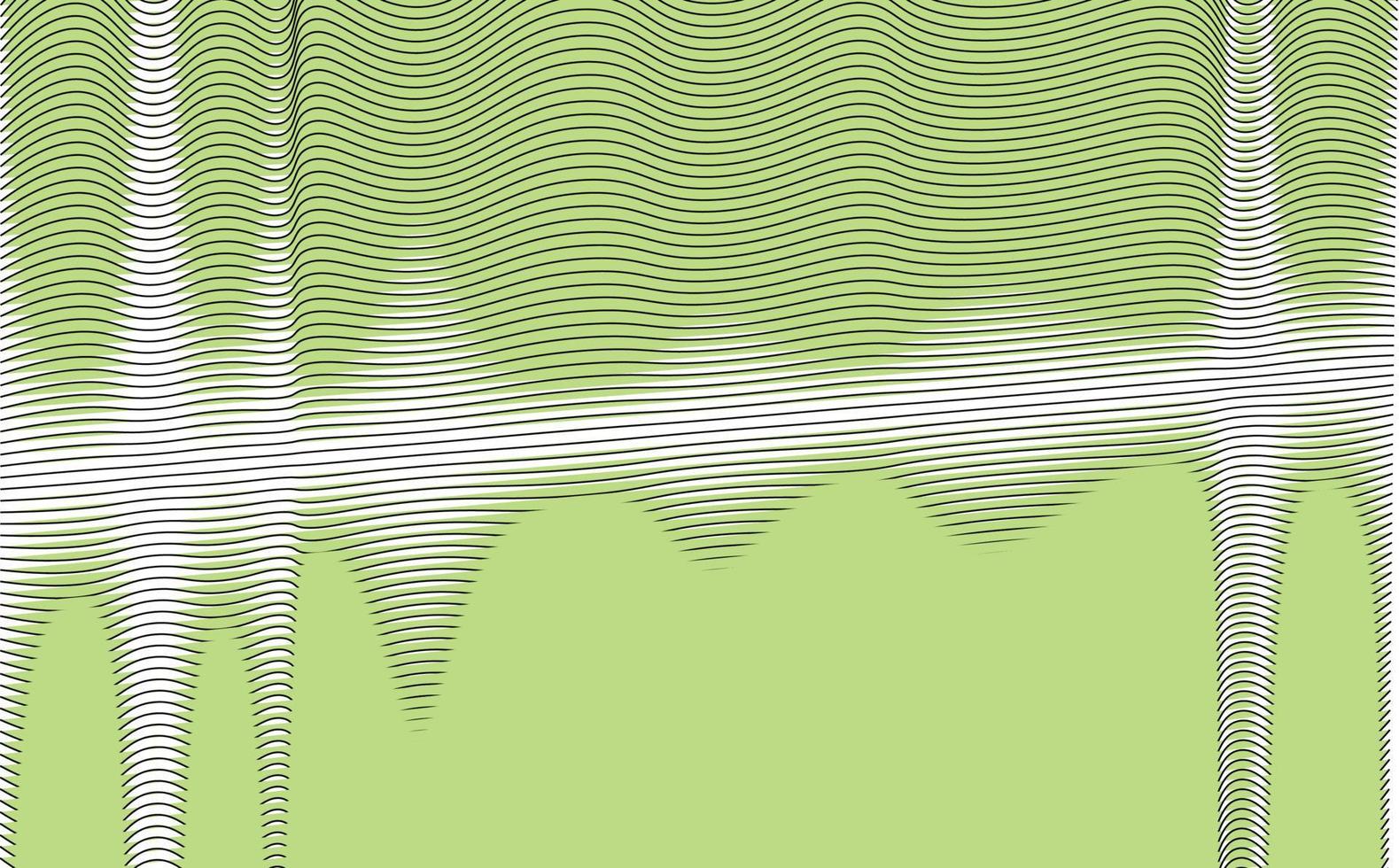 Green waves background with black curvy lines. Background related to frequency, music, identity, wavelength, and artwork. vector