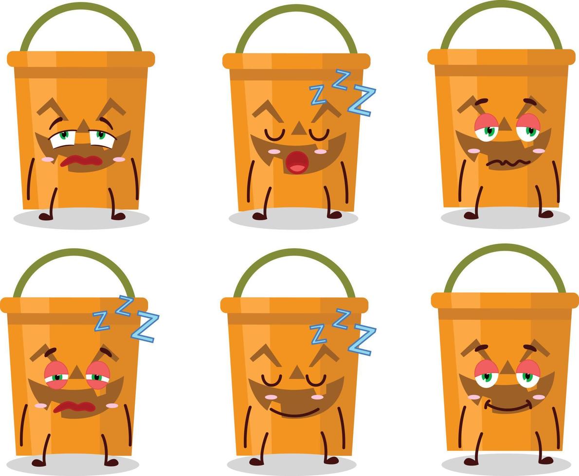 Cartoon character of halloween bucket with sleepy expression vector