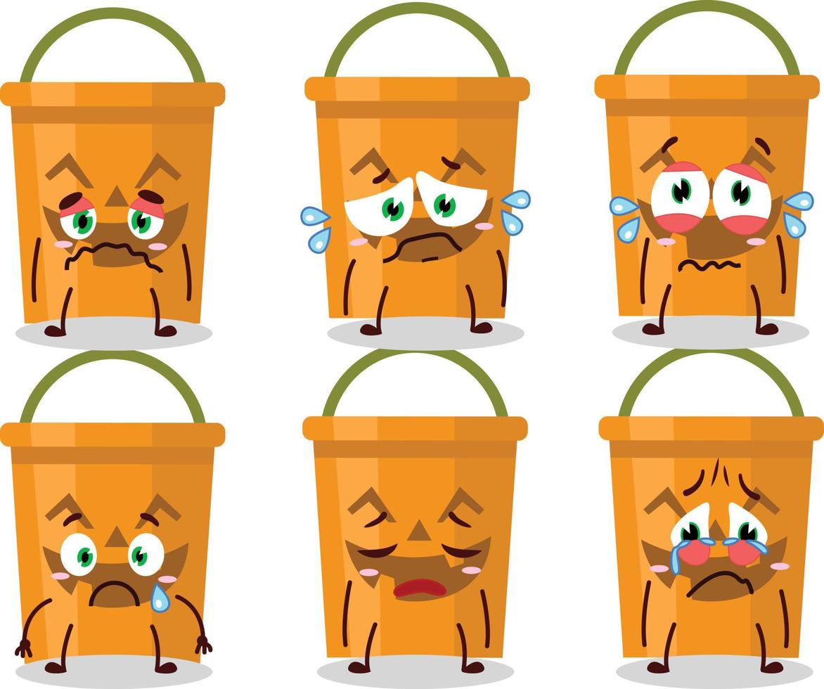 Halloween bucket cartoon character with sad expression vector