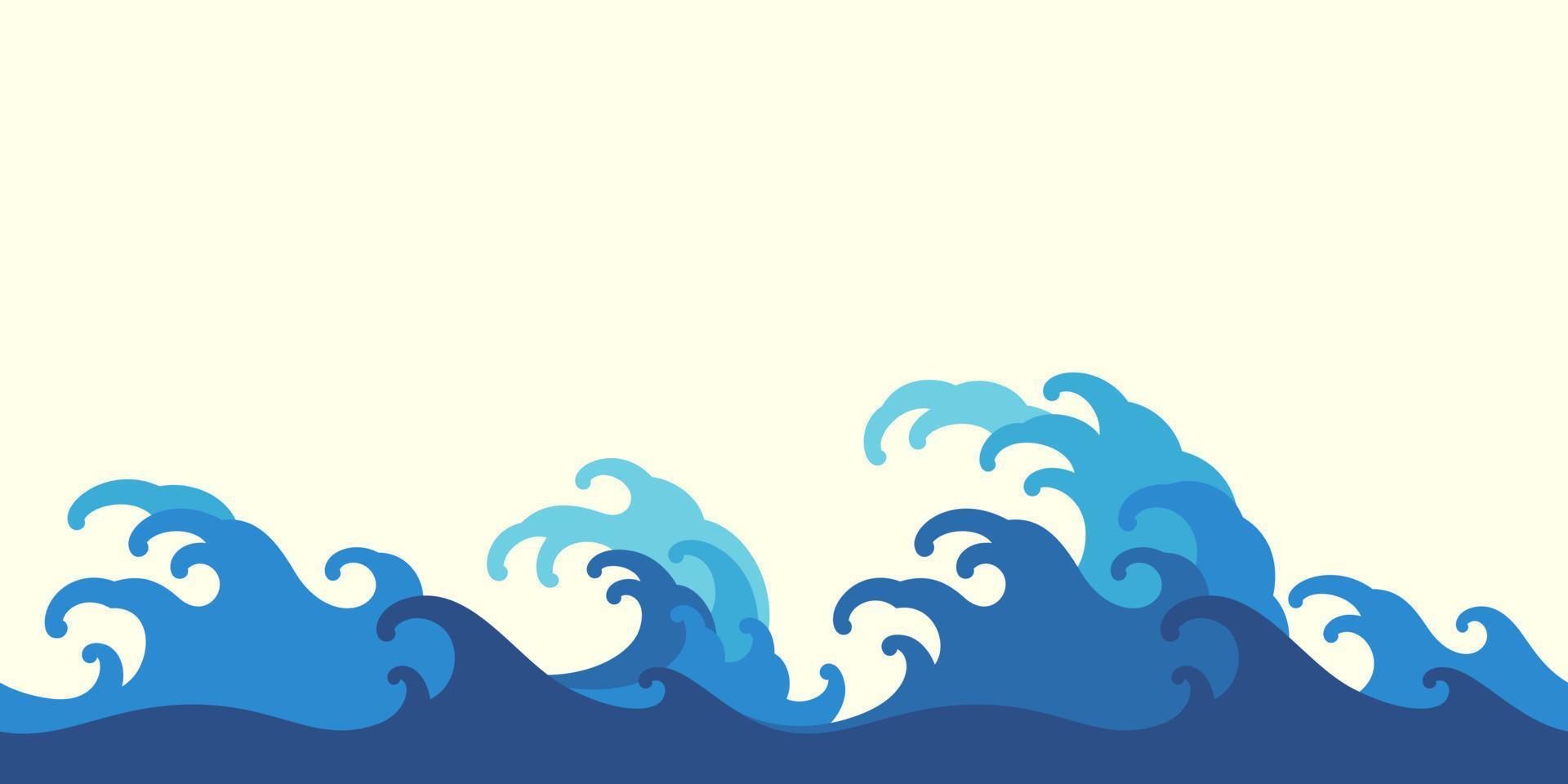 ocean sea wave asian vintage style flat design seamless wallpaper vector