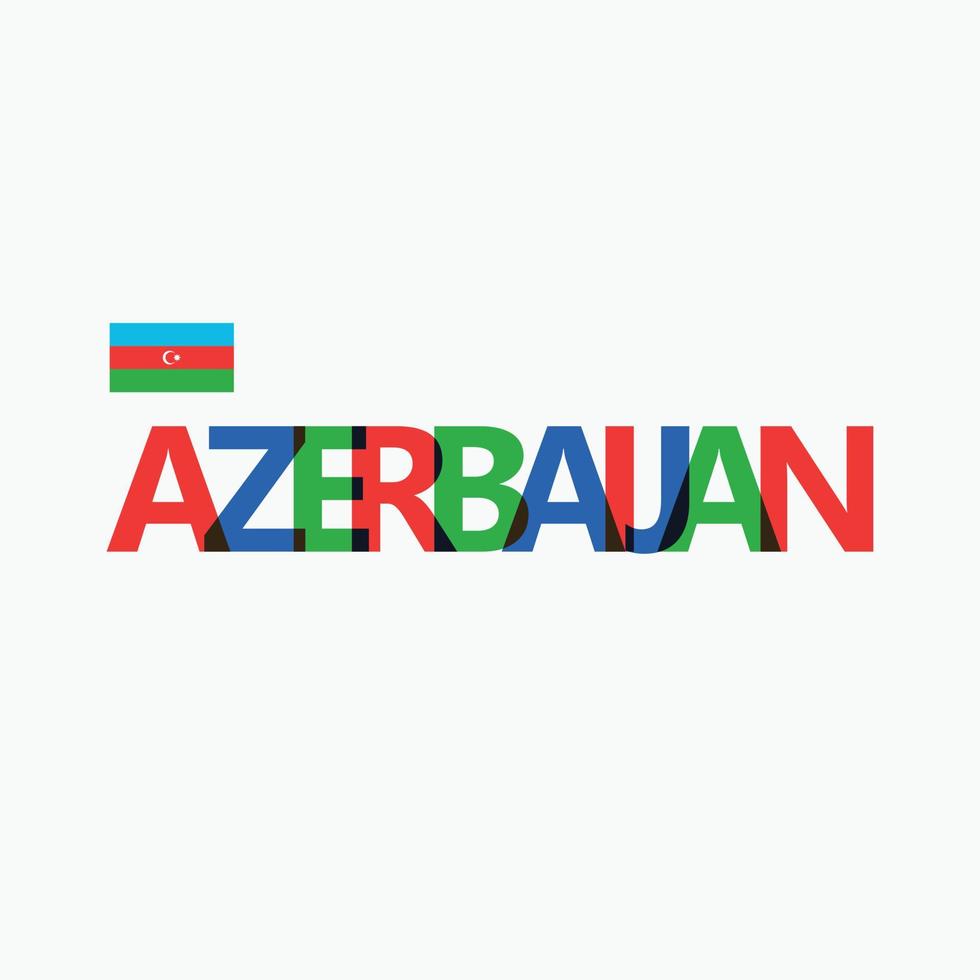 Azerbaijan colorful typography with its vectorized national flag and overlapping letters. Central Asian country RGB typography. vector