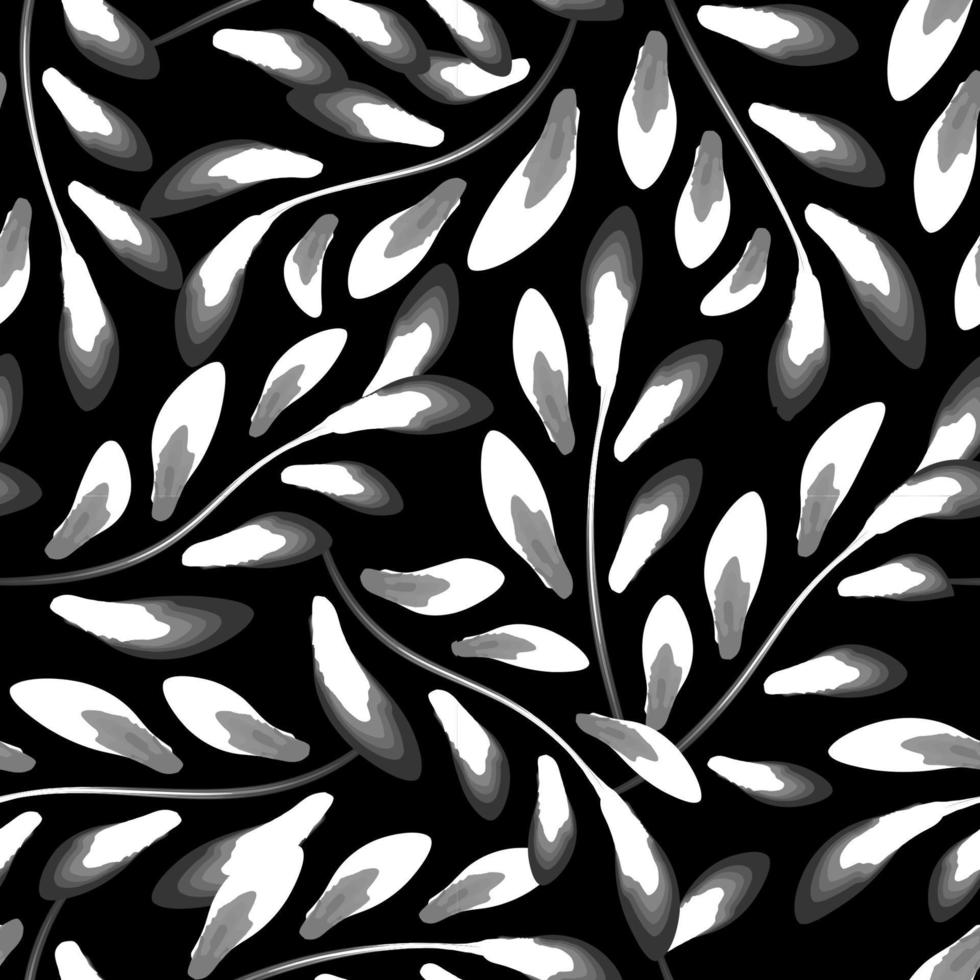 cloth texture seamless pattern with tropical foliage on dark background. plants leaves seamless background. fashionable prints texture. interior design. nature wallpaper black background. autumn. fall vector