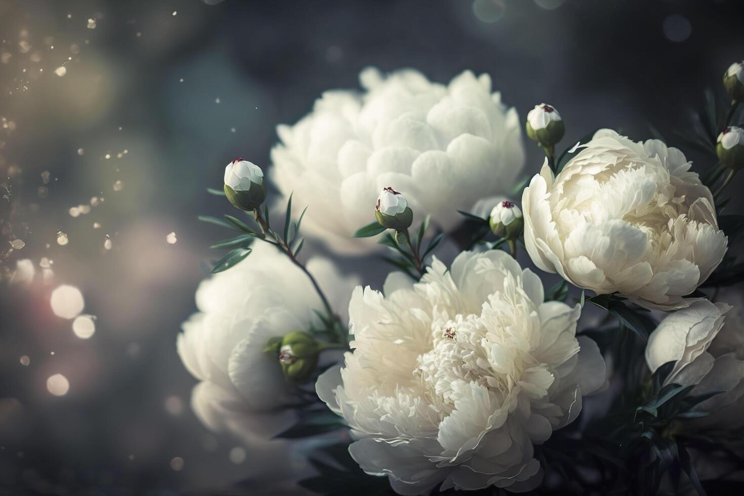 Festive background bokeh white peonies. . photo