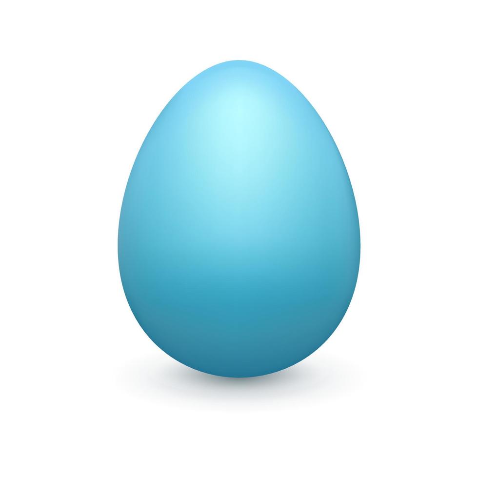 Blue 3d Easter egg. Realistic three dimensional vector design element on white background.