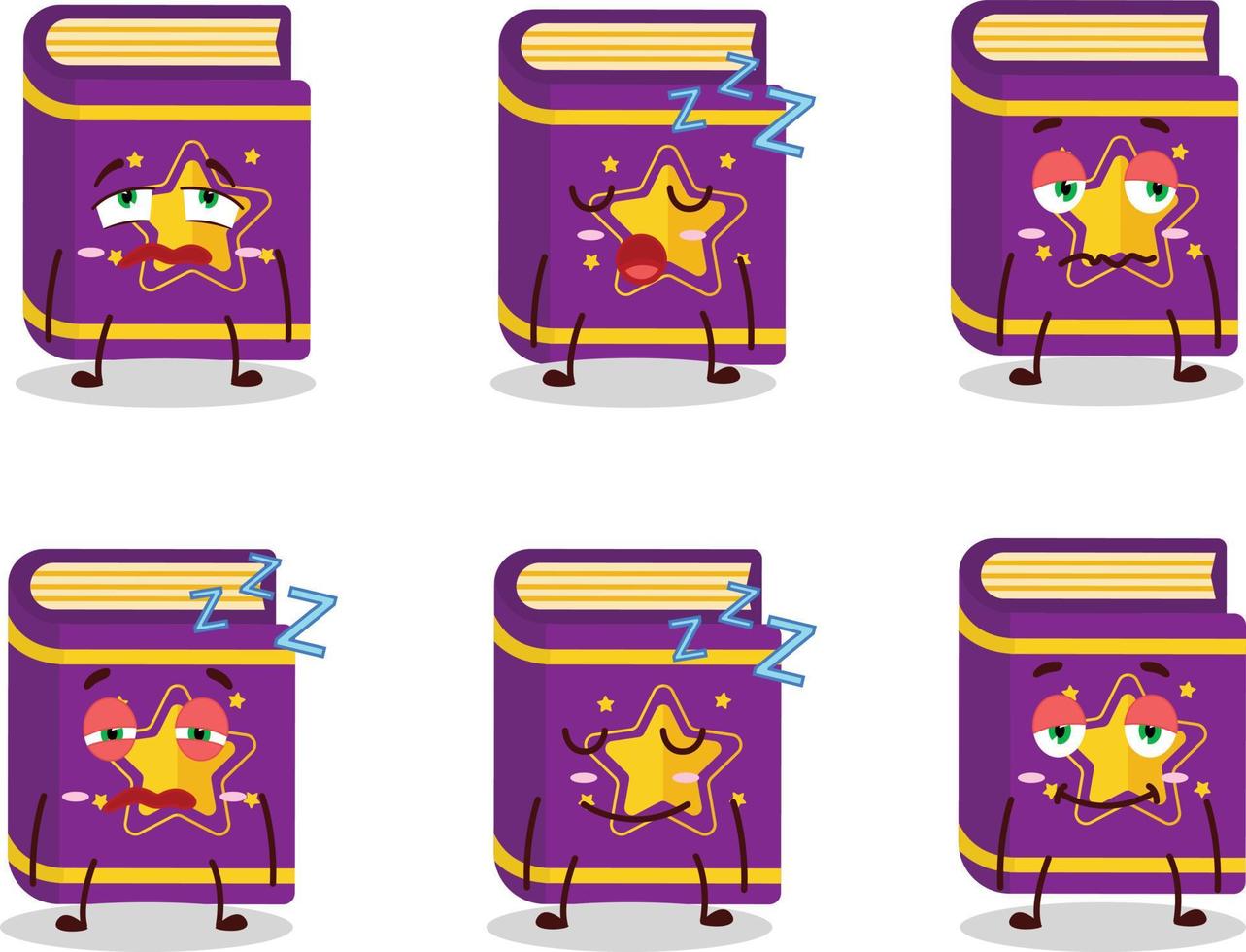 Cartoon character of magic book with sleepy expression vector