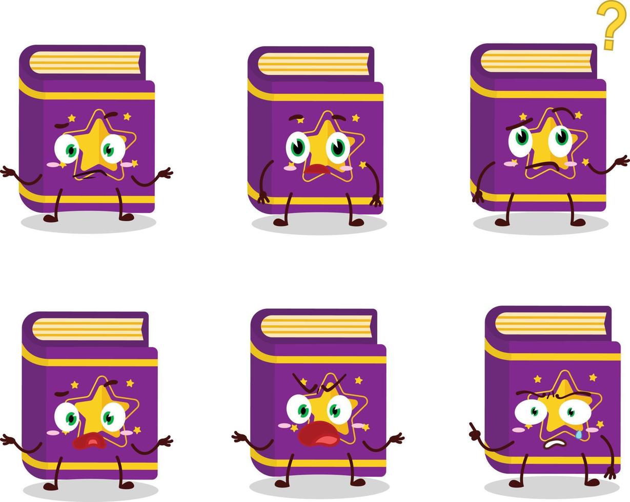 Cartoon character of magic book with what expression vector