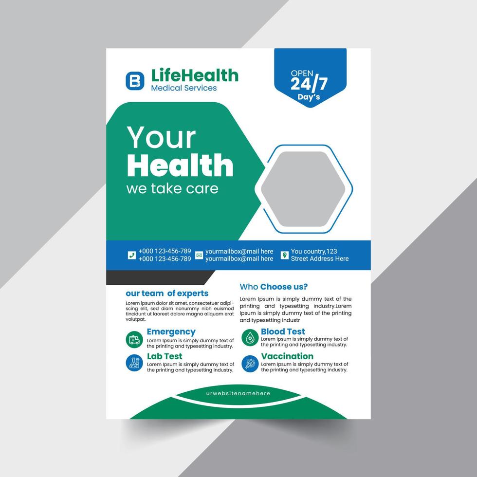 Modern healthcare flyer template, medical flyer design vector