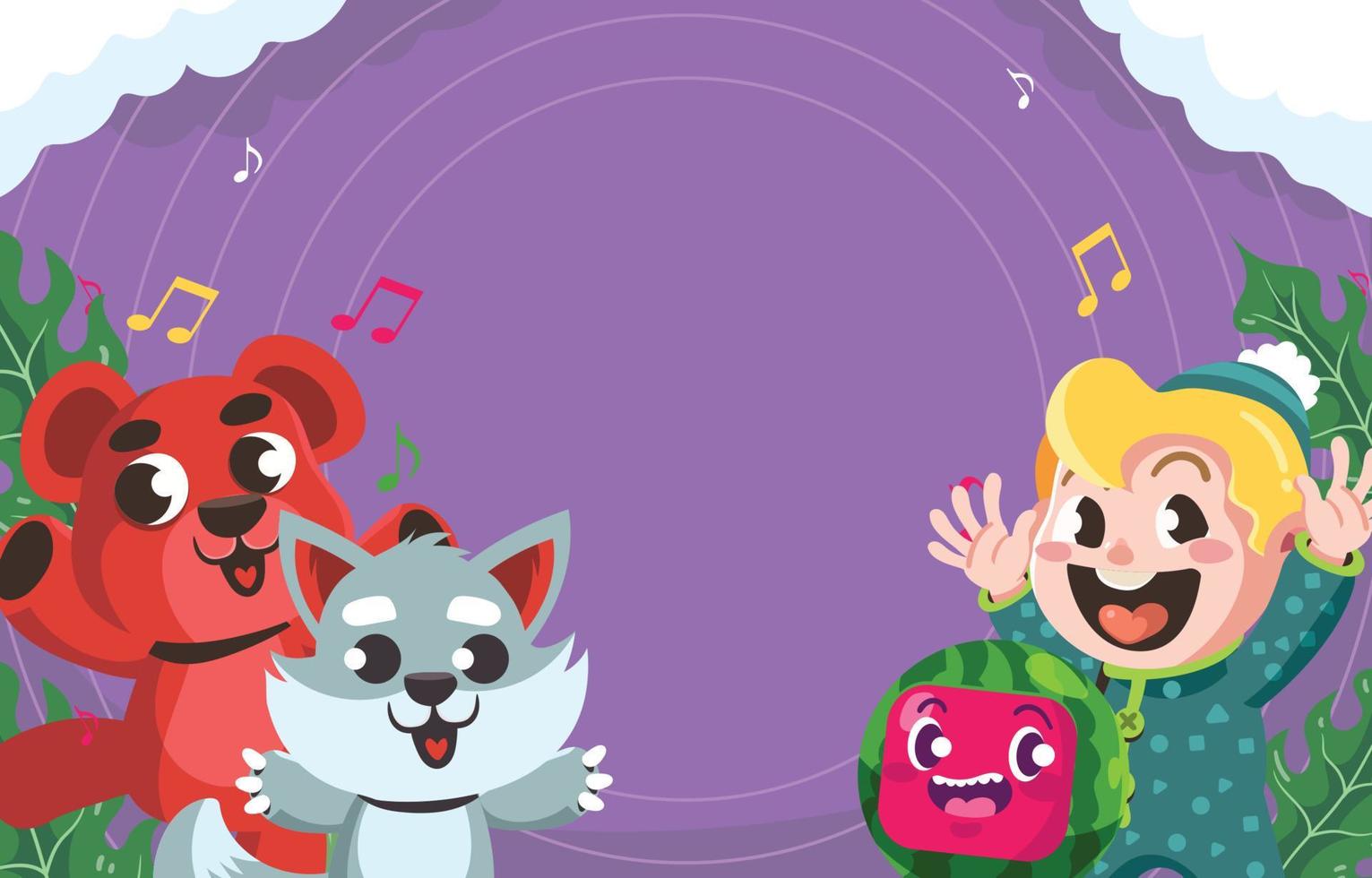 divertido canta a lo largo niños animal personaje vector