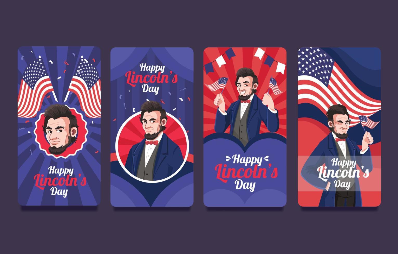 America Abraham Lincoln Birthday Social Media Story vector