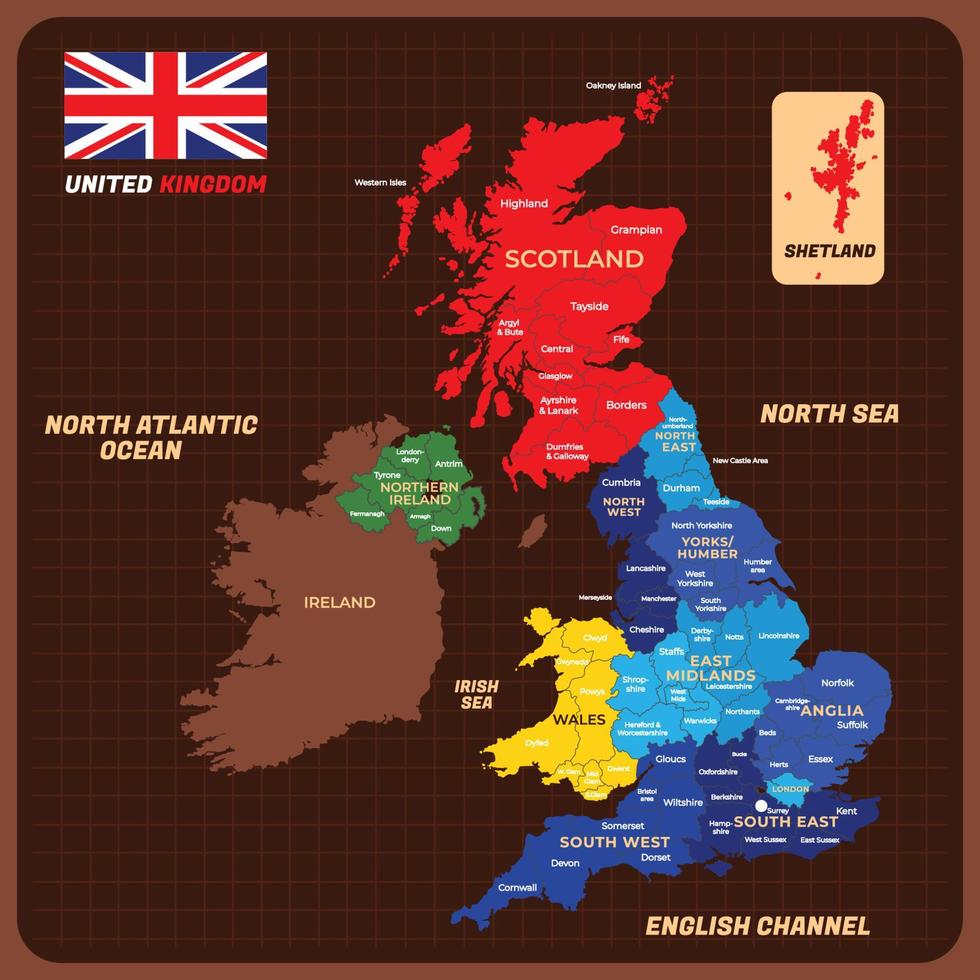 Simple United Kingdom Country Map Division vector