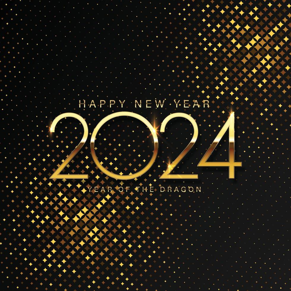 2024 Happy New Year and Merry Christmas Abstract shiny color gold