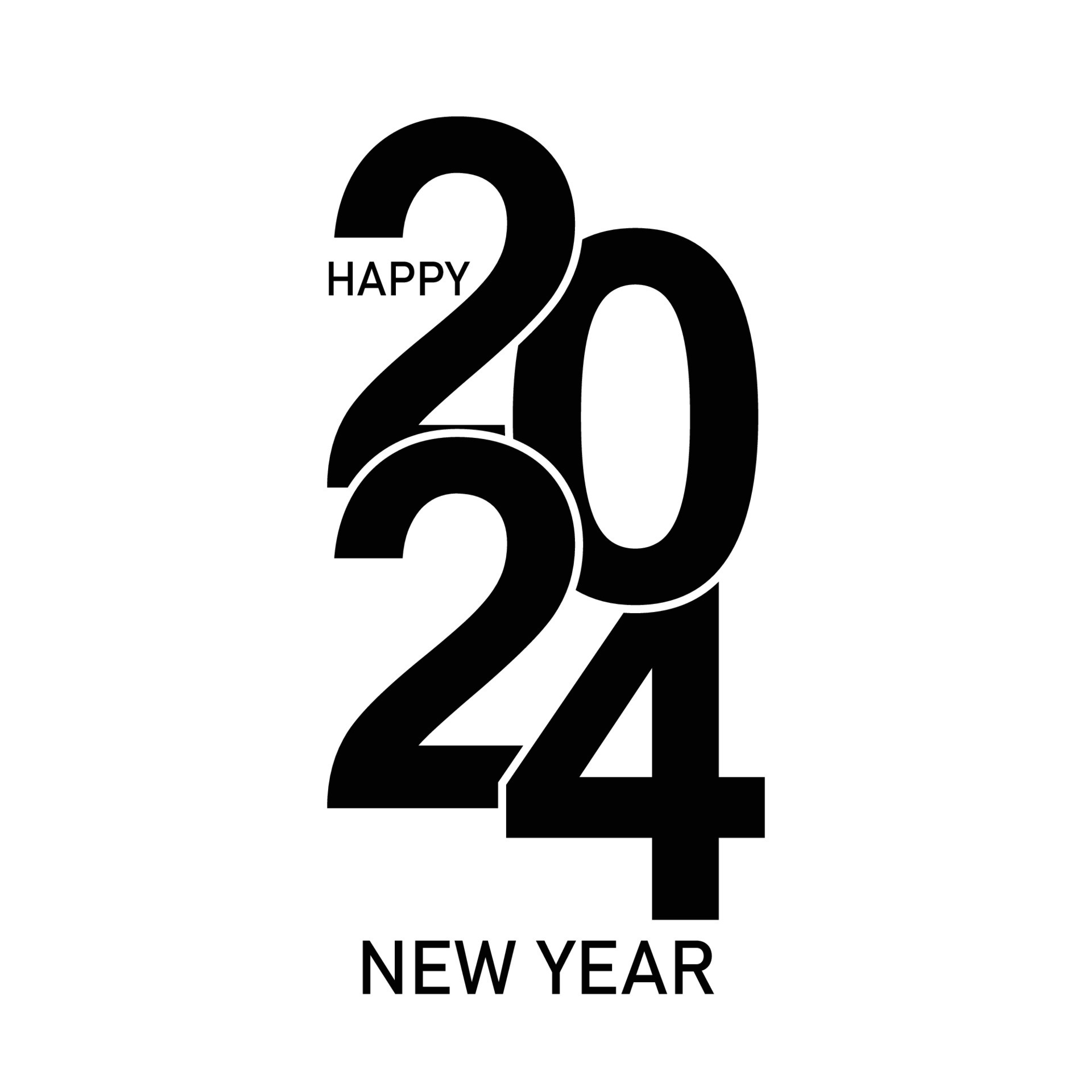 Happy New Year 2024 text design. for Brochure design template, card