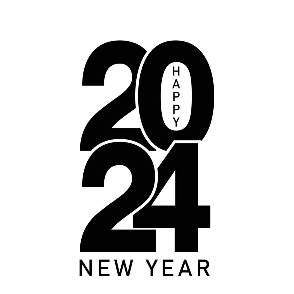 Happy New Year 2024 text design. for Brochure design template, card, banner. Vector illustration. Isolated on white background.