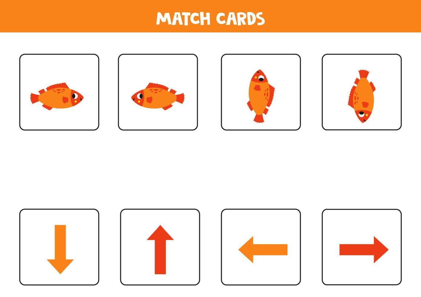 Left, right, up or down. Spatial orientation with cute sea bass. vector