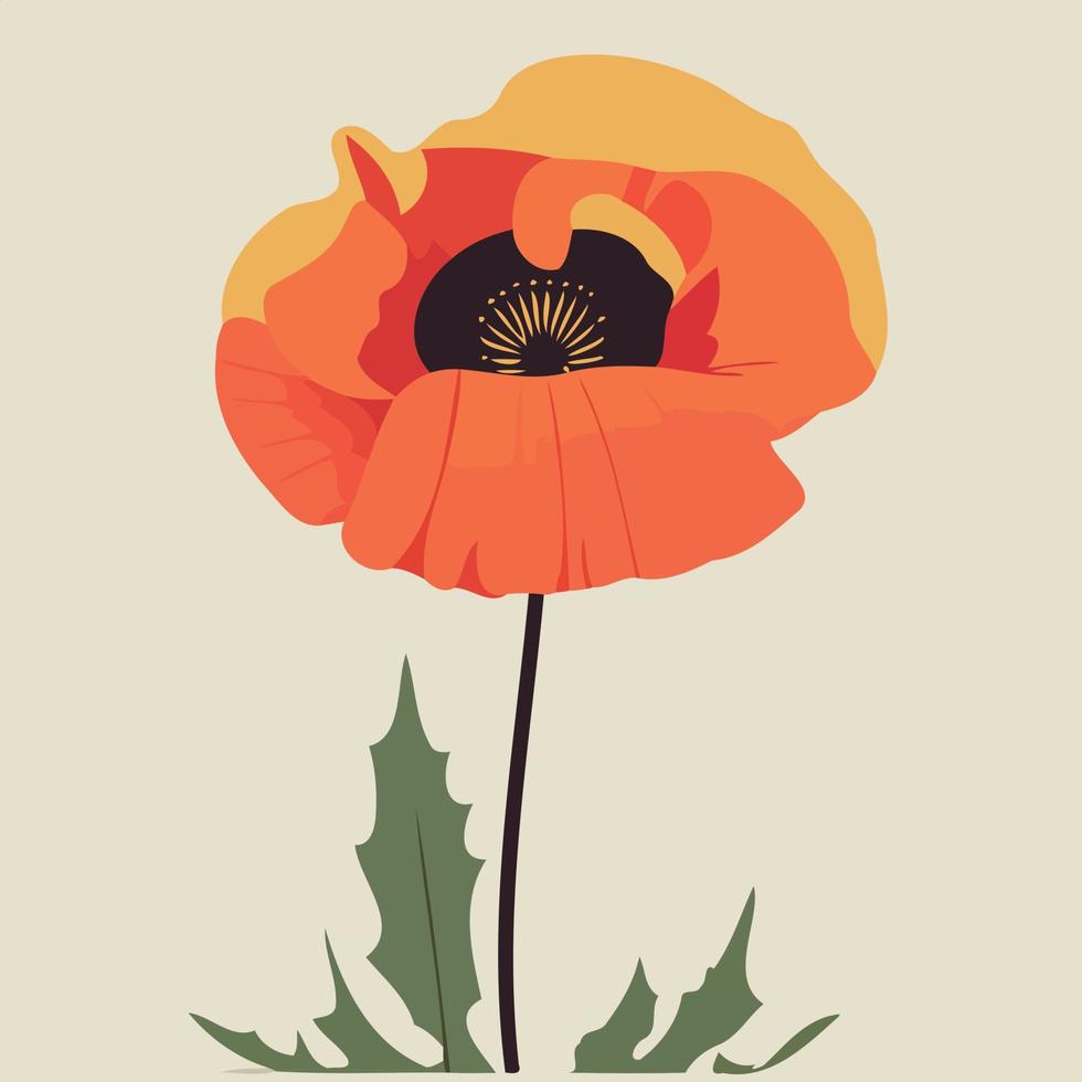 One red poppy flower vector