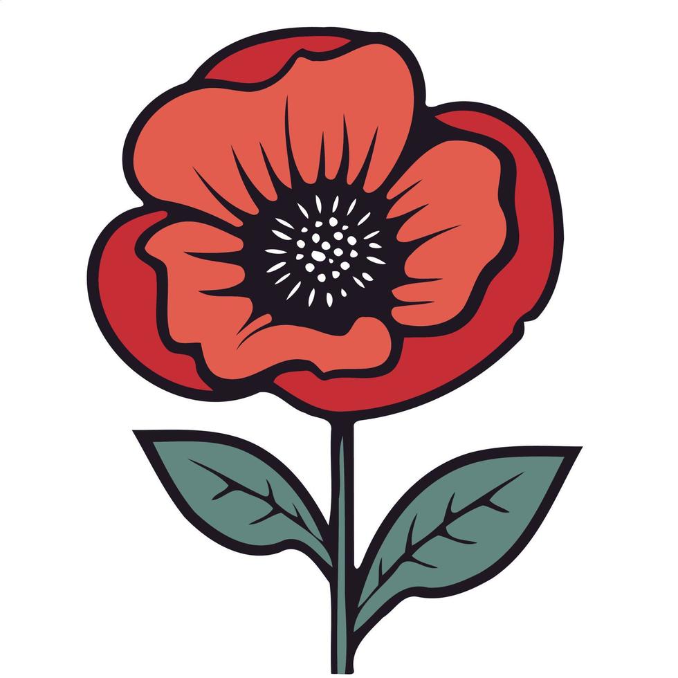 One red poppy flower vector