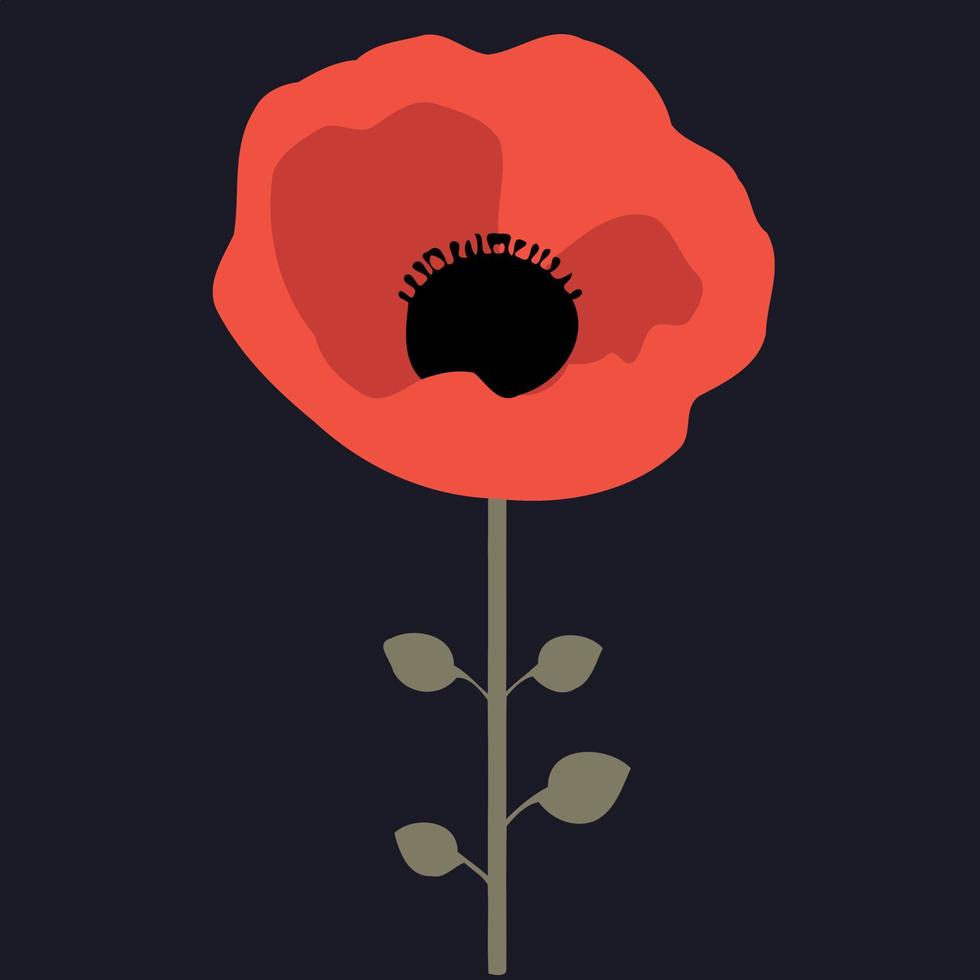 One red poppy flower vector