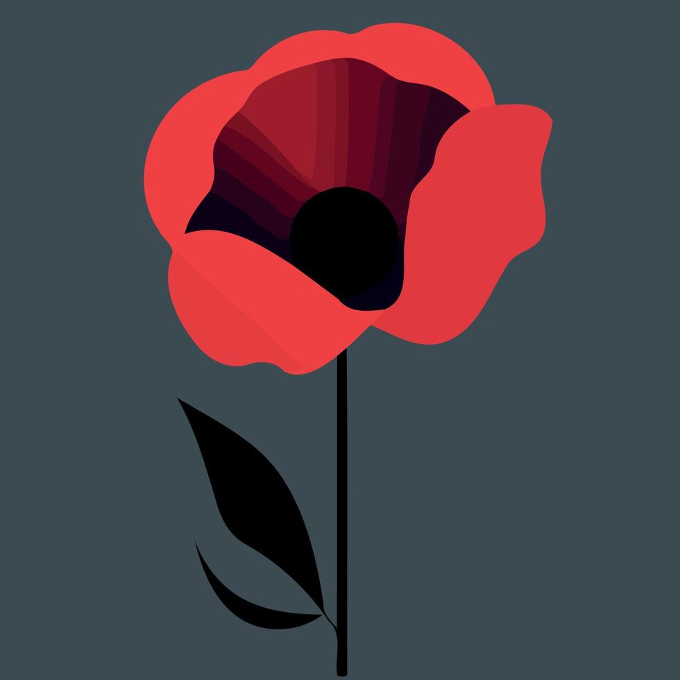 One red poppy flower vector