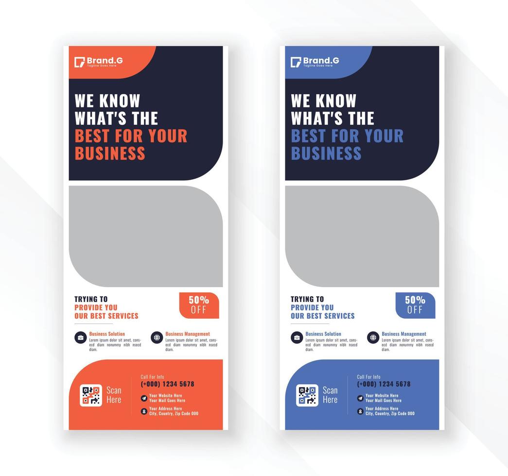 Modern clean minimal flat color display exhibition business roll up banner standee signage design vector