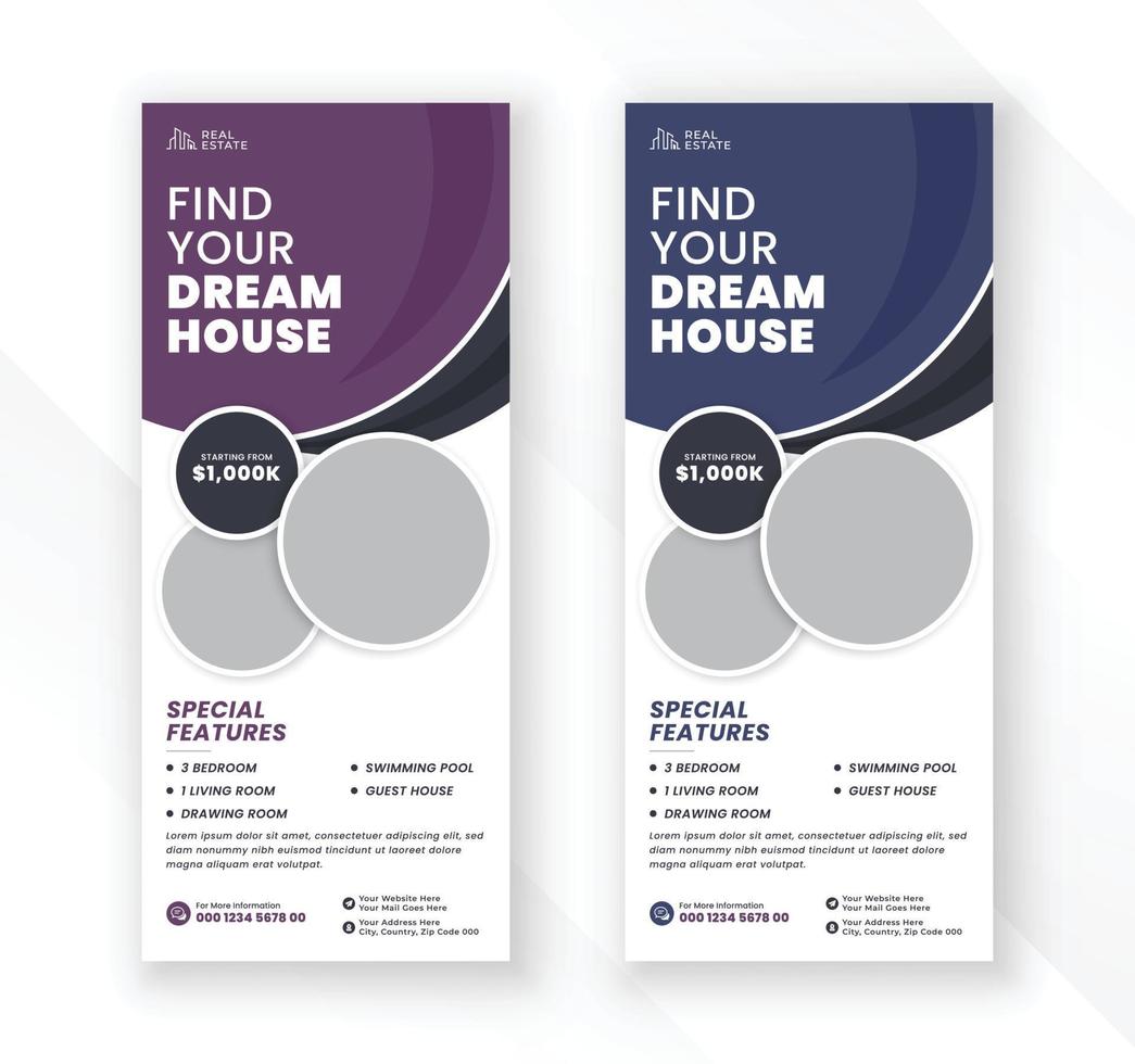 Real estate agency dream house roll up banner or pull up standee banner design template vector