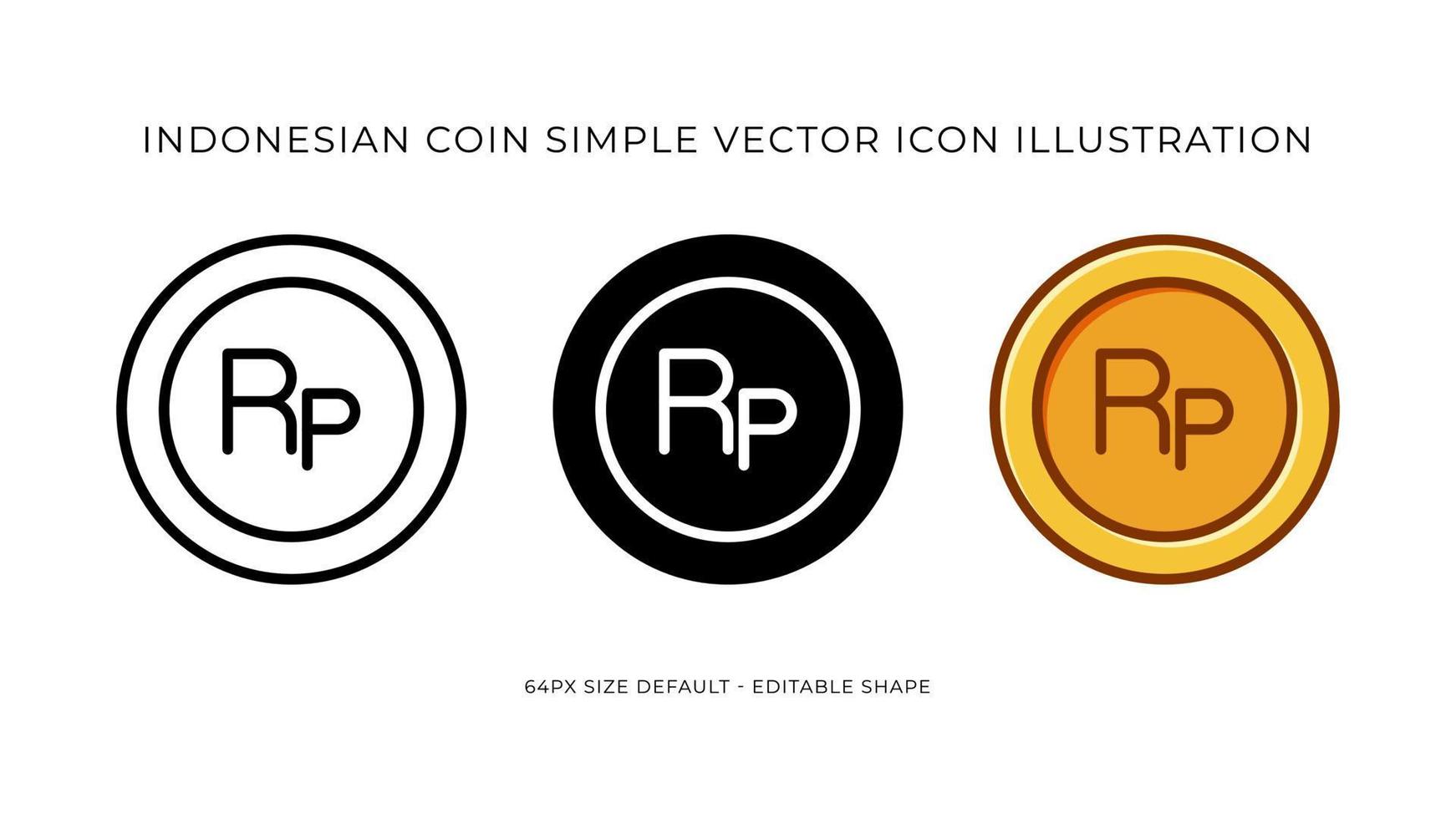 Indonesian Rupiah Coin Simple Vector Icon Illustration