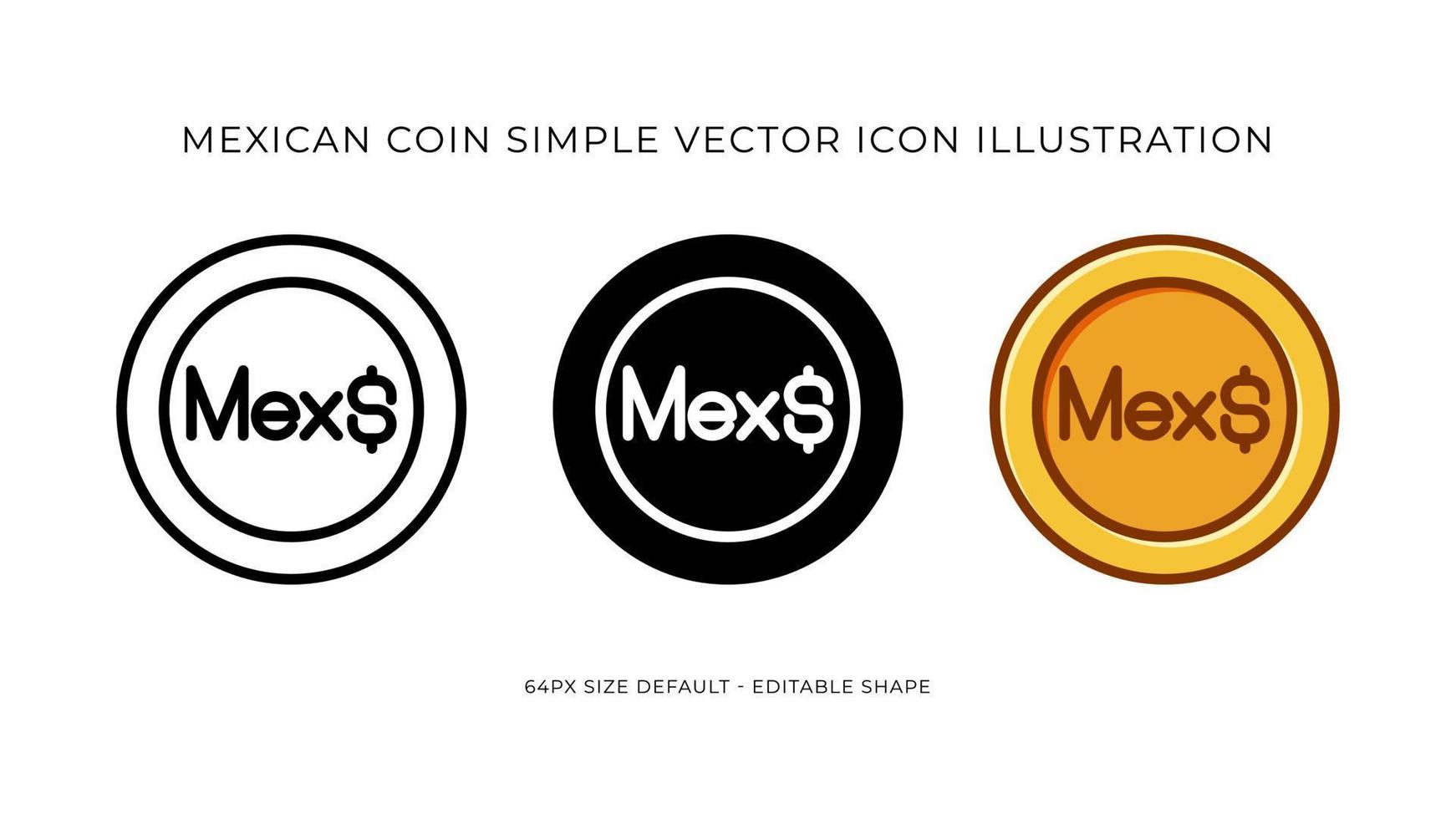 Mexican Peso Simple Vector Icon Illustration